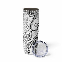 Polynesia Plumeria Lei Skinny Tumbler White Curves Motif LT7 - Polynesian Pride