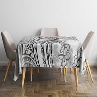 Polynesia Plumeria Lei Tablecloth White Curves Motif