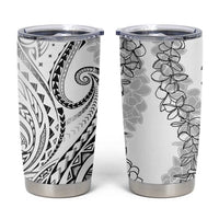 Polynesia Plumeria Lei Tumbler Cup White Curves Motif