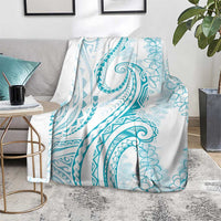 Polynesia Plumeria Lei Blanket White Turquoise Curves Motif LT7 - Polynesian Pride