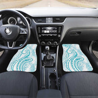Polynesia Plumeria Lei Car Mats White Turquoise Curves Motif