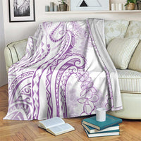 Polynesia Plumeria Lei Blanket White Violet Curves Motif