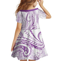 Polynesia Plumeria Lei Family Matching Off Shoulder Short Dress and Hawaiian Shirt White Violet Curves Motif LT7 - Polynesian Pride