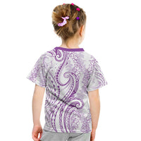 Polynesia Plumeria Lei Kid T Shirt White Violet Curves Motif