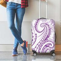 Polynesia Plumeria Lei Luggage Cover White Violet Curves Motif