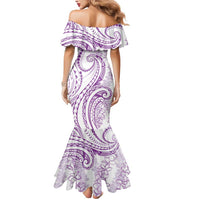 Polynesia Plumeria Lei Mermaid Dress White Violet Curves Motif