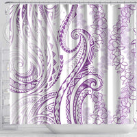 Polynesia Plumeria Lei Shower Curtain White Violet Curves Motif