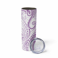 Polynesia Plumeria Lei Skinny Tumbler White Violet Curves Motif LT7 - Polynesian Pride