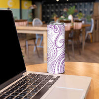 Polynesia Plumeria Lei Skinny Tumbler White Violet Curves Motif LT7 - Polynesian Pride