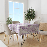 Polynesia Plumeria Lei Tablecloth White Violet Curves Motif