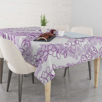 Polynesia Plumeria Lei Tablecloth White Violet Curves Motif