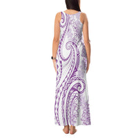 Polynesia Plumeria Lei Tank Maxi Dress White Violet Curves Motif