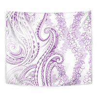 Polynesia Plumeria Lei Tapestry White Violet Curves Motif
