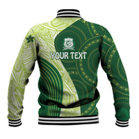 Fiji Ballantine Memorial High School Personalised Baseball Jacket Masi Tapa Mix Plumeria
