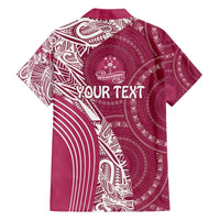 Fiji Adi Cakobau School Personalised Family Matching Off Shoulder Short Dress and Hawaiian Shirt Masi Tapa Mix Plumeria