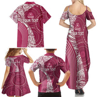 Fiji Adi Cakobau School Personalised Family Matching Summer Maxi Dress and Hawaiian Shirt Masi Tapa Mix Plumeria