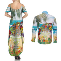 It's 5 o'clock Somewhere Couples Matching Summer Maxi Dress and Long Sleeve Button Shirt Beach Party LT7 - Polynesian Pride