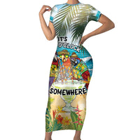 It's 5 o'clock Somewhere Short Sleeve Bodycon Dress Beach Party - Polynesian Pride