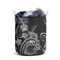 Aloha Hawaii Turtles Floral Laundry Basket Obsidian Glaze