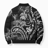 Aloha Hawaii Turtles Floral Bomber Puffer Jacket Obsidian Glaze