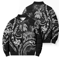 Aloha Hawaii Turtles Floral Bomber Puffer Jacket Obsidian Glaze