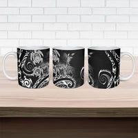 Aloha Hawaii Turtles Floral Ceramic Mug Obsidian Glaze