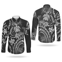 Aloha Hawaii Turtles Floral Couples Matching Summer Maxi Dress and Long Sleeve Button Shirt Obsidian Glaze LT7 - Polynesian Pride