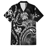 Aloha Hawaii Turtles Floral Family Matching Mermaid Dress and Hawaiian Shirt Obsidian Glaze LT7 Dad's Shirt - Short Sleeve Black - Polynesian Pride