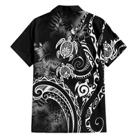 Aloha Hawaii Turtles Floral Family Matching Mermaid Dress and Hawaiian Shirt Obsidian Glaze LT7 Dad's Shirt - Long Sleeve Black - Polynesian Pride