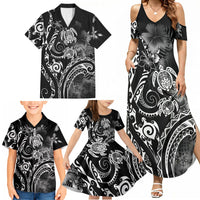 Aloha Hawaii Turtles Floral Family Matching Summer Maxi Dress and Hawaiian Shirt Obsidian Glaze LT7 - Polynesian Pride