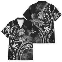 Aloha Hawaii Turtles Floral Family Matching Tank Maxi Dress and Hawaiian Shirt Obsidian Glaze LT7 Dad's Shirt - Short Sleeve Black - Polynesian Pride