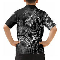 Aloha Hawaii Turtles Floral Hawaiian Shirt Obsidian Glaze LT7 - Polynesian Pride