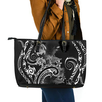 Aloha Hawaii Turtles Floral Leather Tote Bag Obsidian Glaze