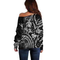 Aloha Hawaii Turtles Floral Off Shoulder Sweater Obsidian Glaze