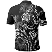 Aloha Hawaii Turtles Floral Polo Shirt Obsidian Glaze LT7 - Polynesian Pride