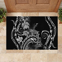 Aloha Hawaii Turtles Floral Rubber Doormat Obsidian Glaze