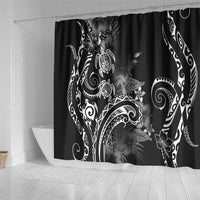 Aloha Hawaii Turtles Floral Shower Curtain Obsidian Glaze