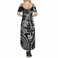 Aloha Hawaii Turtles Floral Summer Maxi Dress Obsidian Glaze LT7 - Polynesian Pride