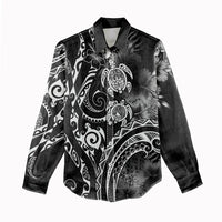 Aloha Hawaii Turtles Floral Women Casual Shirt Obsidian Glaze