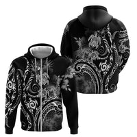 Aloha Hawaii Turtles Floral Zip Hoodie Obsidian Glaze