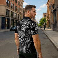Aloha Hawaii Turtles Floral Zipper Polo Shirt Obsidian Glaze LT7 - Polynesian Pride
