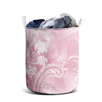 Aloha Hawaii Turtles Floral Laundry Basket Pink Marbles Glaze