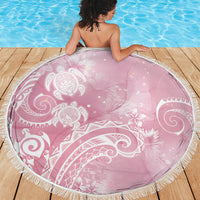 Aloha Hawaii Turtles Floral Beach Blanket Pink Marbles Glaze