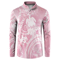 Aloha Hawaii Turtles Floral Button Sweatshirt Pink Marbles Glaze