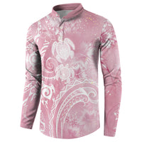 Aloha Hawaii Turtles Floral Button Sweatshirt Pink Marbles Glaze