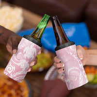 Aloha Hawaii Turtles Floral 4 in 1 Can Cooler Tumbler Pink Marbles Glaze