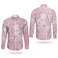 Aloha Hawaii Turtles Floral Couples Matching Tank Maxi Dress and Long Sleeve Button Shirt Pink Marbles Glaze LT7 - Polynesian Pride