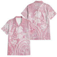 Aloha Hawaii Turtles Floral Family Matching Puletasi and Hawaiian Shirt Pink Marbles Glaze LT7 Dad's Shirt - Short Sleeve Pink - Polynesian Pride