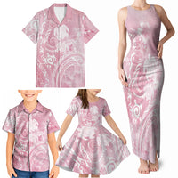 Aloha Hawaii Turtles Floral Family Matching Tank Maxi Dress and Hawaiian Shirt Pink Marbles Glaze LT7 - Polynesian Pride
