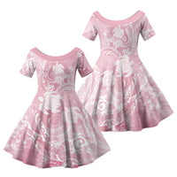 Aloha Hawaii Turtles Floral Family Matching Tank Maxi Dress and Hawaiian Shirt Pink Marbles Glaze LT7 Daughter's Dress Pink - Polynesian Pride